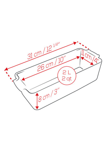 Measurements for Peugeot Slate Grey Ceramic Loaf Pan
