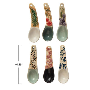 Hand Painted Stoneware Floral Sugar Spoons