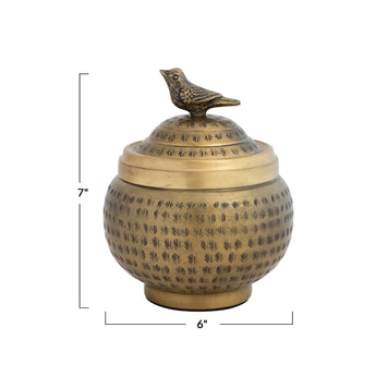 Decorative Hammered Bird Container