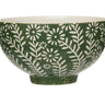 Green and white stoneware bowl