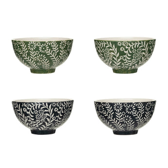 Green and black stoneware bowls