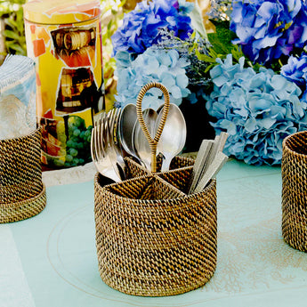 Woven Utensil Caddy Rd with Dividers