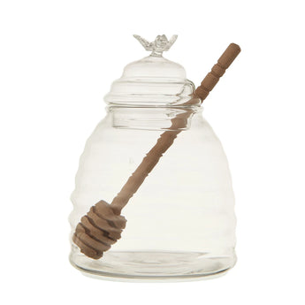 Glass Honey Jar with Wood Dipper