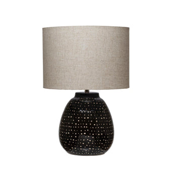 Black and white dot ceramic table lamp