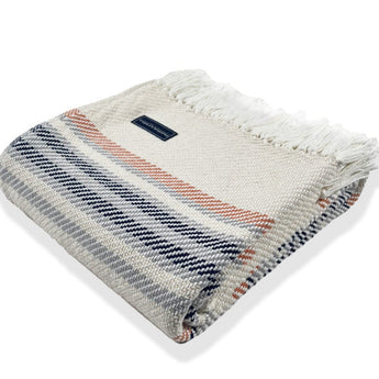 Navy & Natural Adirondack Cotton Throw by Faribault Mill