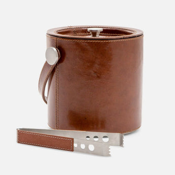 Bristol Tobacco Leather Ice Bucket