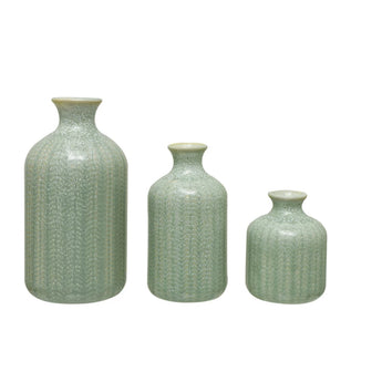 Green Stoneware Vase Collection