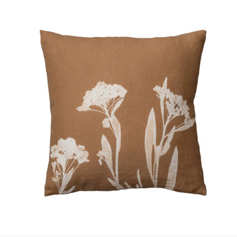 Linen Printed Pillow w/ Floral Design