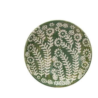 Green wax relief appetizer plates