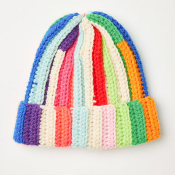 Multi color knit beanie hat