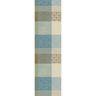 Patterned vertical strip with blue, green, and beige colors on a white background