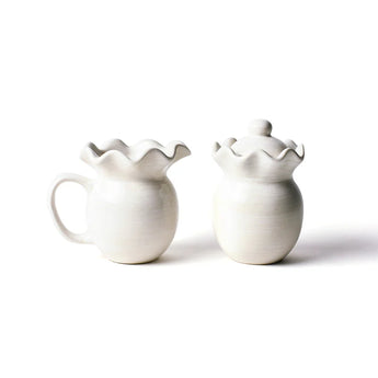 Signature White Ruffle Cream & Sugar Set