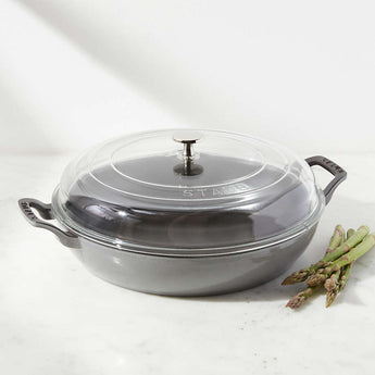 Graphite Staub Cast Iron Braiser with Glass Lid