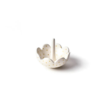 Gold Swiss Dot Scallop Ring Dish