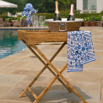 Woven Rattan Butler Tray & Stand