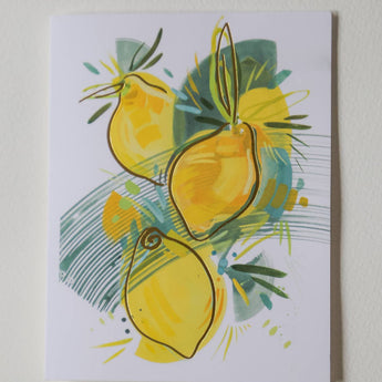 Three Lemons | Citrus Gold Foil Greeting Card