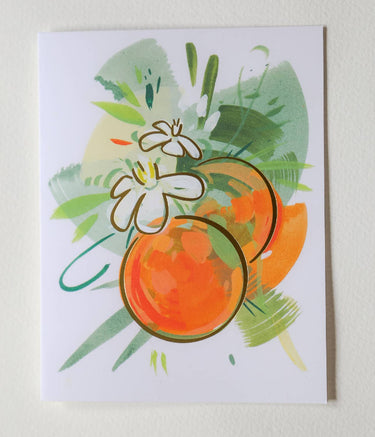 Pair of Oranges | Citrus Gold Foil Greeting Card