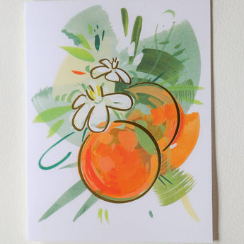 Pair of Oranges | Citrus Gold Foil Greeting Card