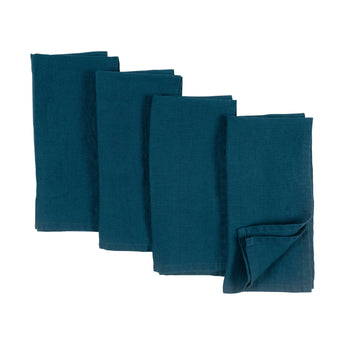 KAF Home - Verona 100%  Stone Washed Linen Napkins-Set Of 4, 20" x 20"