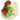 Hen Figurine 4" Green Theme. Cream colored hen with green upper feathers and red comb turned slightly left