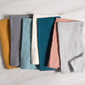 KAF Home - Verona 100%  Stone Washed Linen Napkins-Set Of 4, 20" x 20"