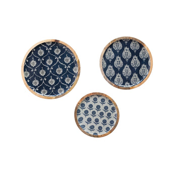 Blue & White Mango Wood Tray Collection