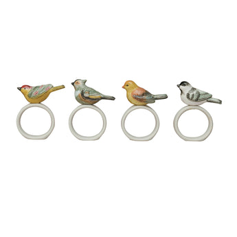 Stoneware Bird Napkin Rings | Set of 4