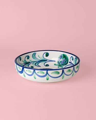 Large Blue Ceramic Garlic Grater Plate - Granada