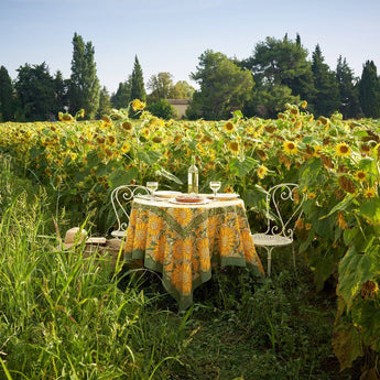 Sunflower yellow and green tablecloths