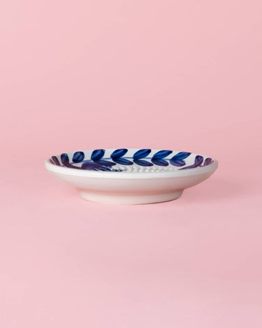 Ceramic Garlic Grater Plate - Small Blue Traditional - Nerja Side profile