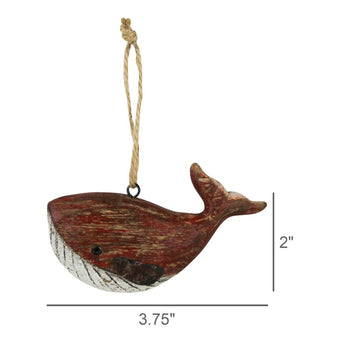 Homart Red Wood Whale Ornament