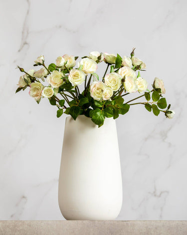 Artificial White Floribunda Rose Spray 19”