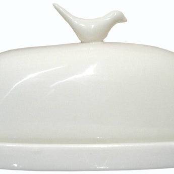 Hummingbird Butter Dish | White