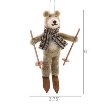 Bear on Skis Felt Ornament