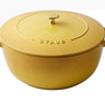 yellow dutch oven gold handle