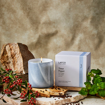 Lafco NY Source and Story Timur Pepper Candle available at Welcome Home in Annapolis