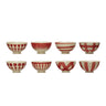 4-1/2" Round x 2-1/4"H Hand-Painted Stoneware Latte Bowl, White and Red, 8 Styles