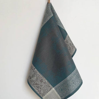 Linen Way Inc. - Majesty Tea Towel, Forest Green, Grey & Ivory