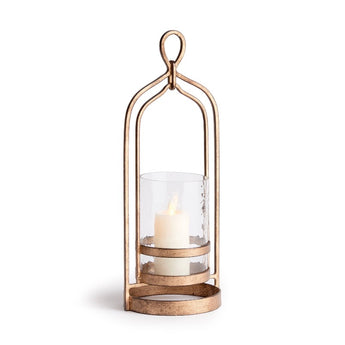 Gold and Glass Pillar Candle Holder