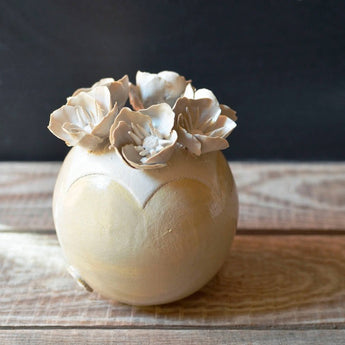 White floral bud vase