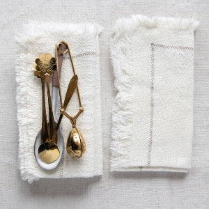 Cream Cotton Napkins with Fringe