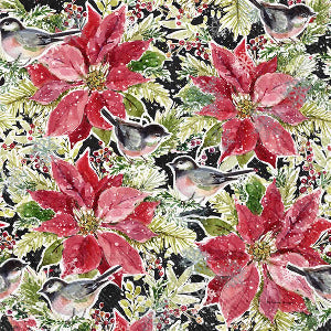 Paper Cocktail Napkins Poinsettia Allover