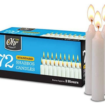 Ner Mitzvah - Ohr, 3 Hour Candle Lighting Shabbat Taper Candles - White 72