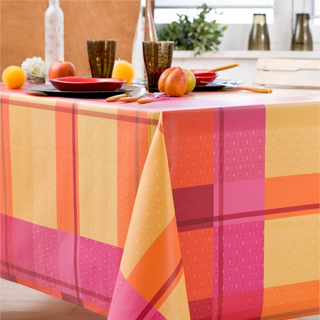Yellow and Pink Coated Tablecloth