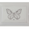 Rectangular cream dish with grey butterfly
