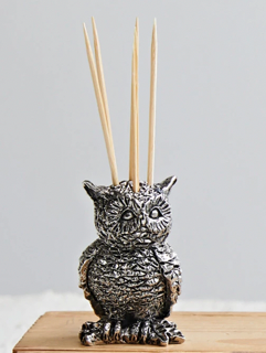 Pewter Owl Toothpick Holder