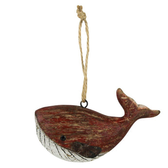 Homart Red Wood Whale Ornament