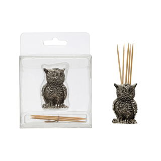 Pewter Owl Toothpick Holder