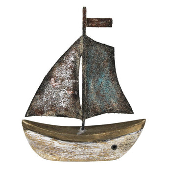 Homart Kiri wood and metal small sailboat
