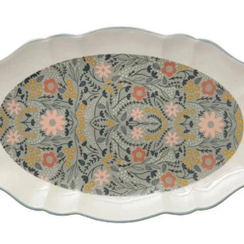 Green and blue floral dinnerware platter, available at Welcome Home in Annapolis.